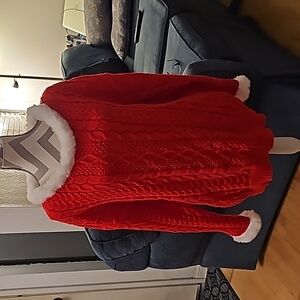 NWT Azzlee XL red sweater with white furry trim